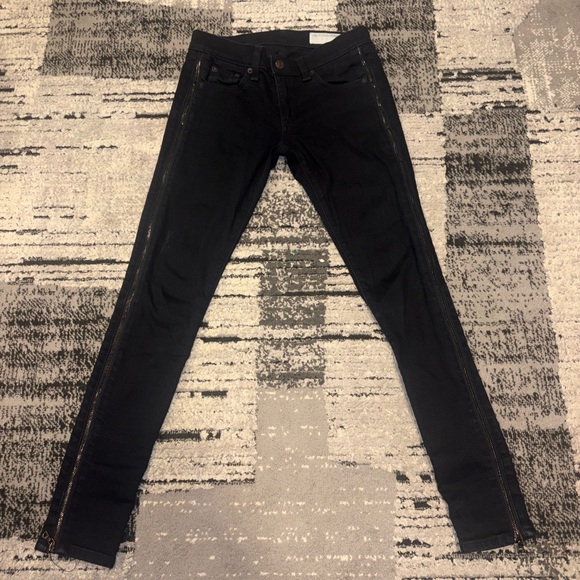 rag & bone Denim - Rag & Bone Black Skinny Jeans with Full-Length Side Zippers
